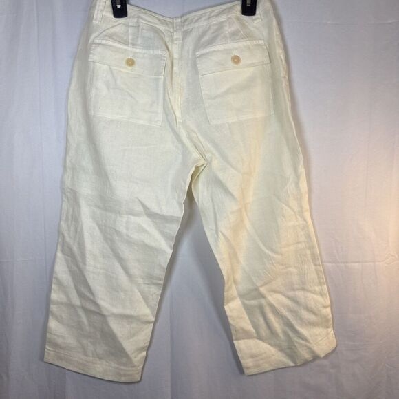 Women’s Eddie Bauer Cream Wide Leg Linen Capri Pants Size 8 Petite NWOT - Picture 8 of 14